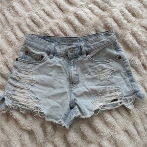 American Eagle Outfitters Distressed Light Blue Jean Shorts